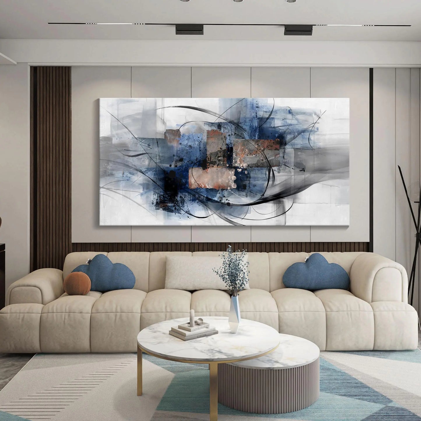Mofutinpo Monochrome Elegance Canvas Art - Abstract Decor for Living and Office Spaces 24x48