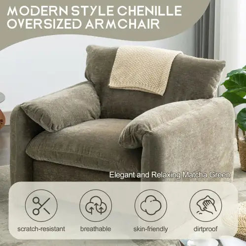 Modern Style Chenille Oversized Armchair Accent Chair Single Sofa Lounge Chair 38.6'' W For Living Room