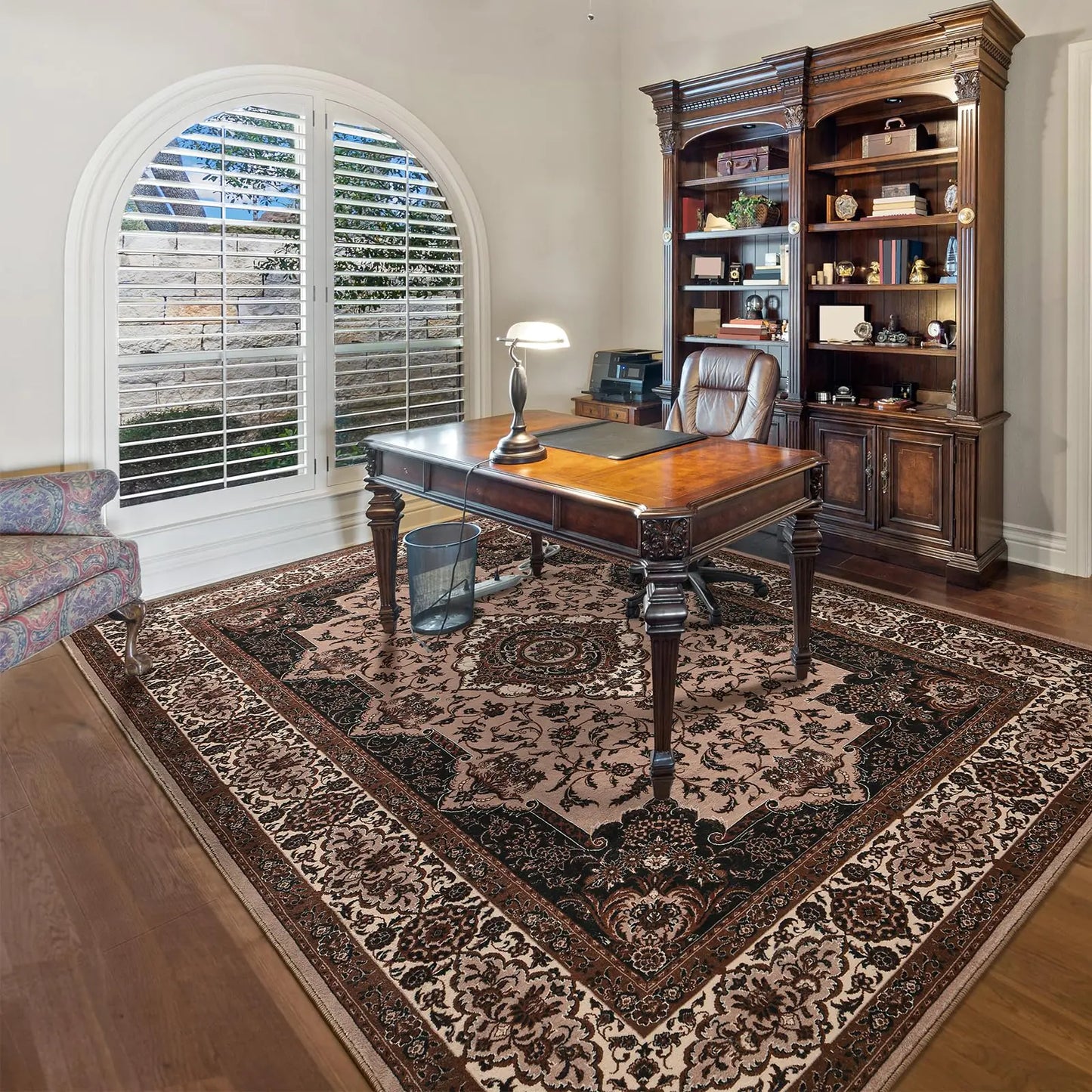 Rtizon Area Rugs for Living Room 4x6 Boho Rug with Non-Slip Backing Machine Washable Carpet Low Pile Room Rug for Bedroom Home Office Kids Room Nursery Playroom Kitchen Dining Room Brown