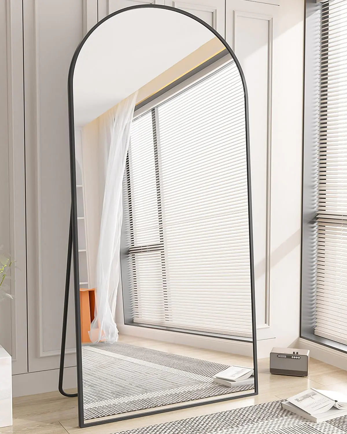 Koonmi 35"x78" Arched Full Length Mirror Black Large Floor Mirror with Aluminum Alloy Frame Standing Hanging or Leaning Wall-Mounted Mirror Vanity Mirror for Living Room and Bedroom