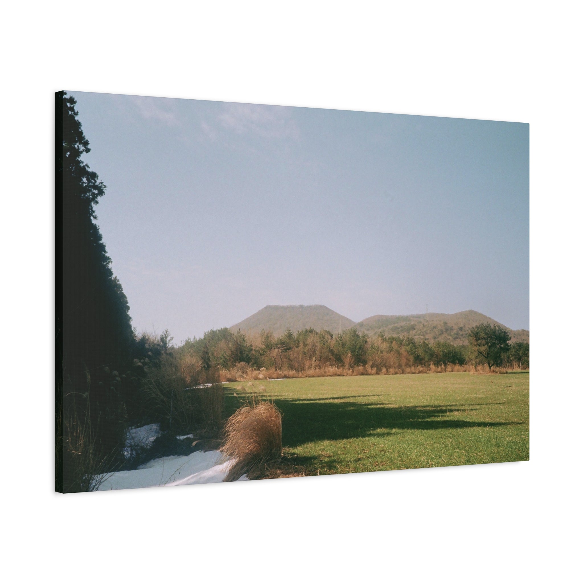 Jeju Winter Oreum Canvas Print — Stretched Matte Wall Art (Field & Forest)