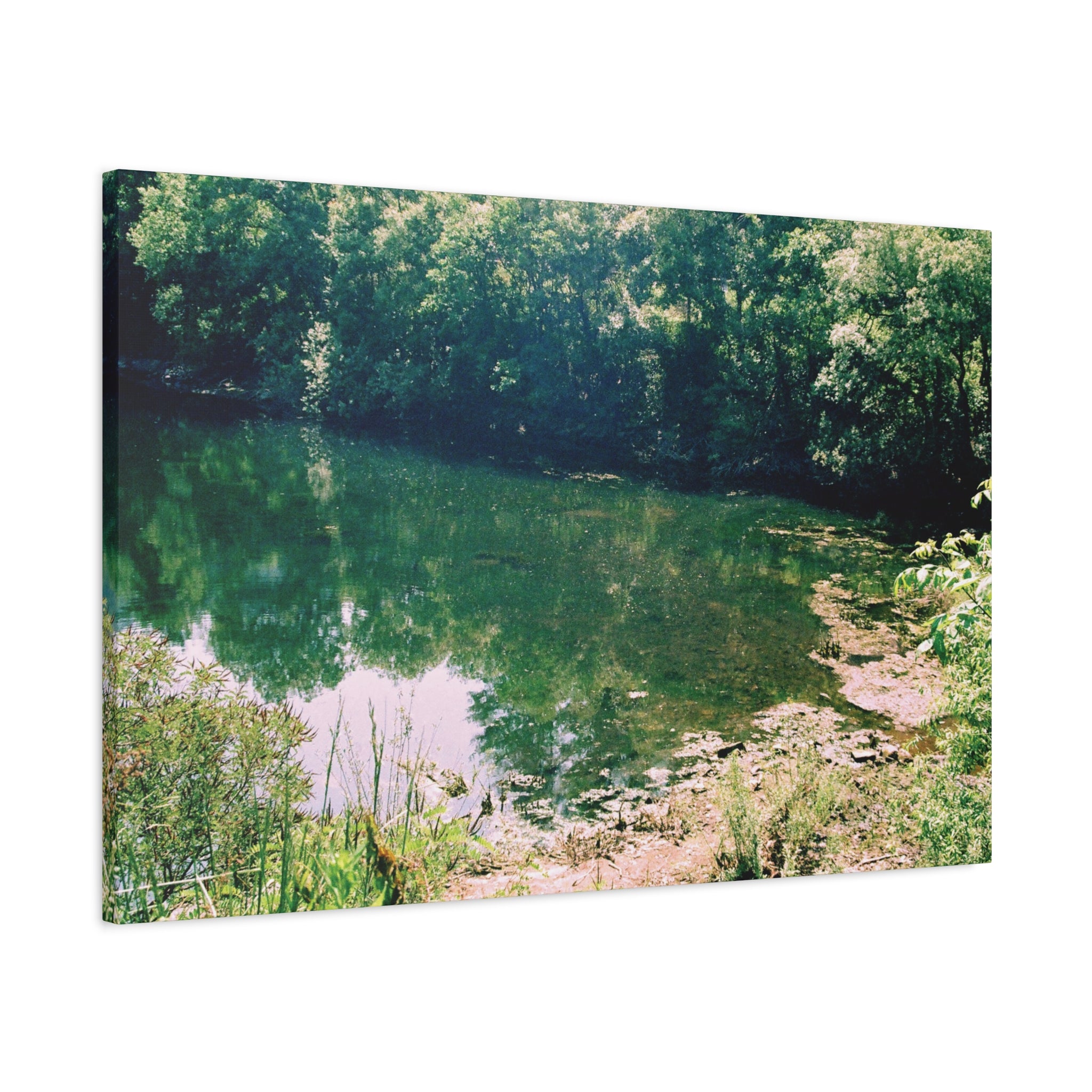 Mirror Lake Reservoir Canvas Print — Korean Countryside Landscape (Matte Stretched 1.25")