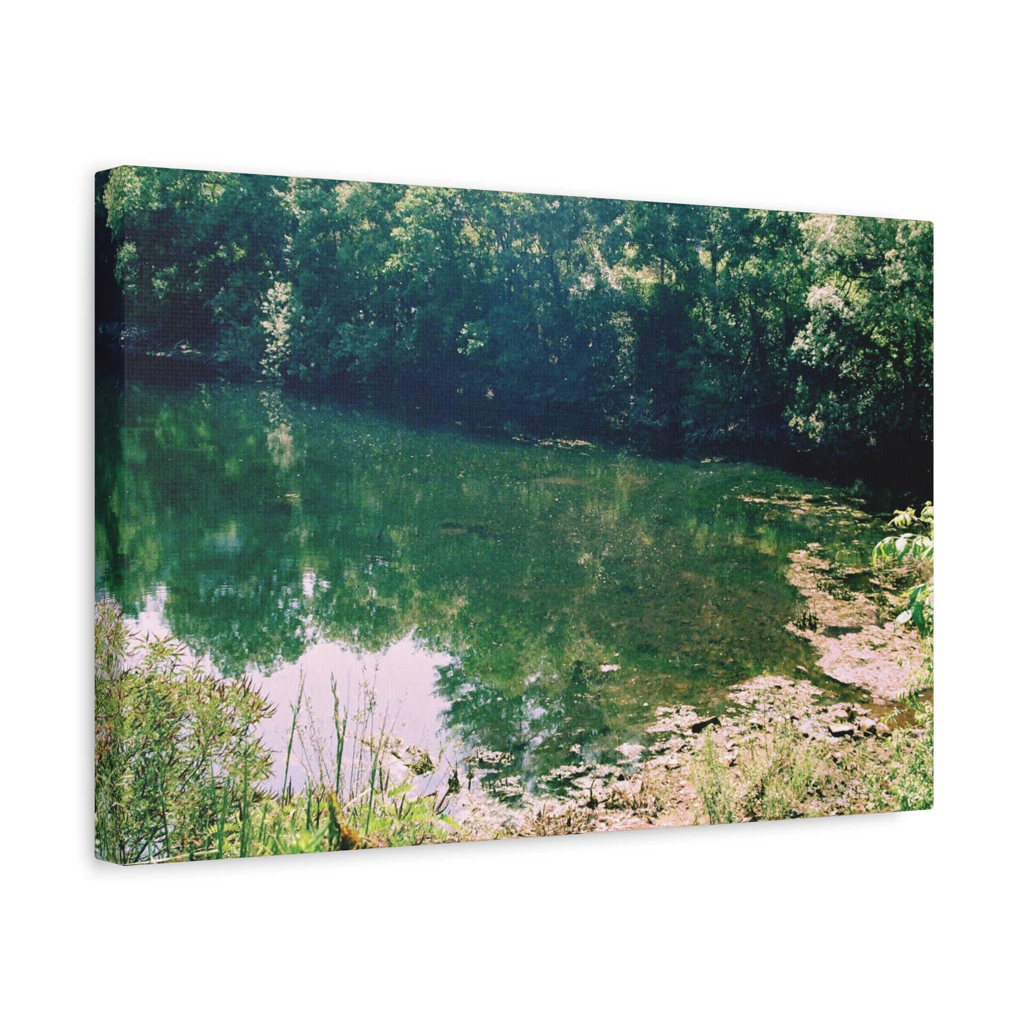 Mirror Lake Reservoir Canvas Print — Korean Countryside Landscape (Matte Stretched 1.25")