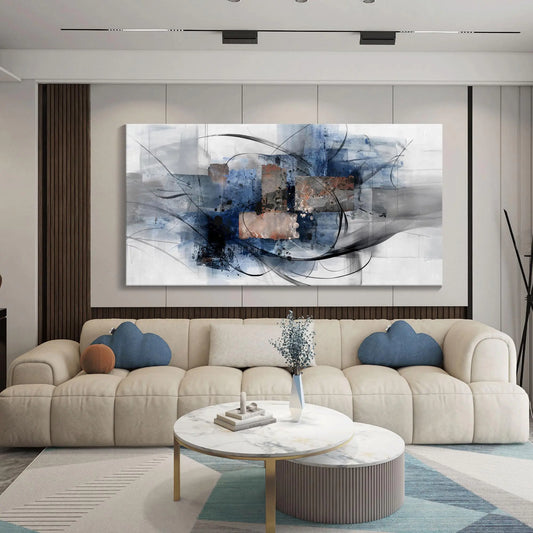 Mofutinpo Monochrome Elegance Canvas Art - Abstract Decor for Living and Office Spaces 24x48