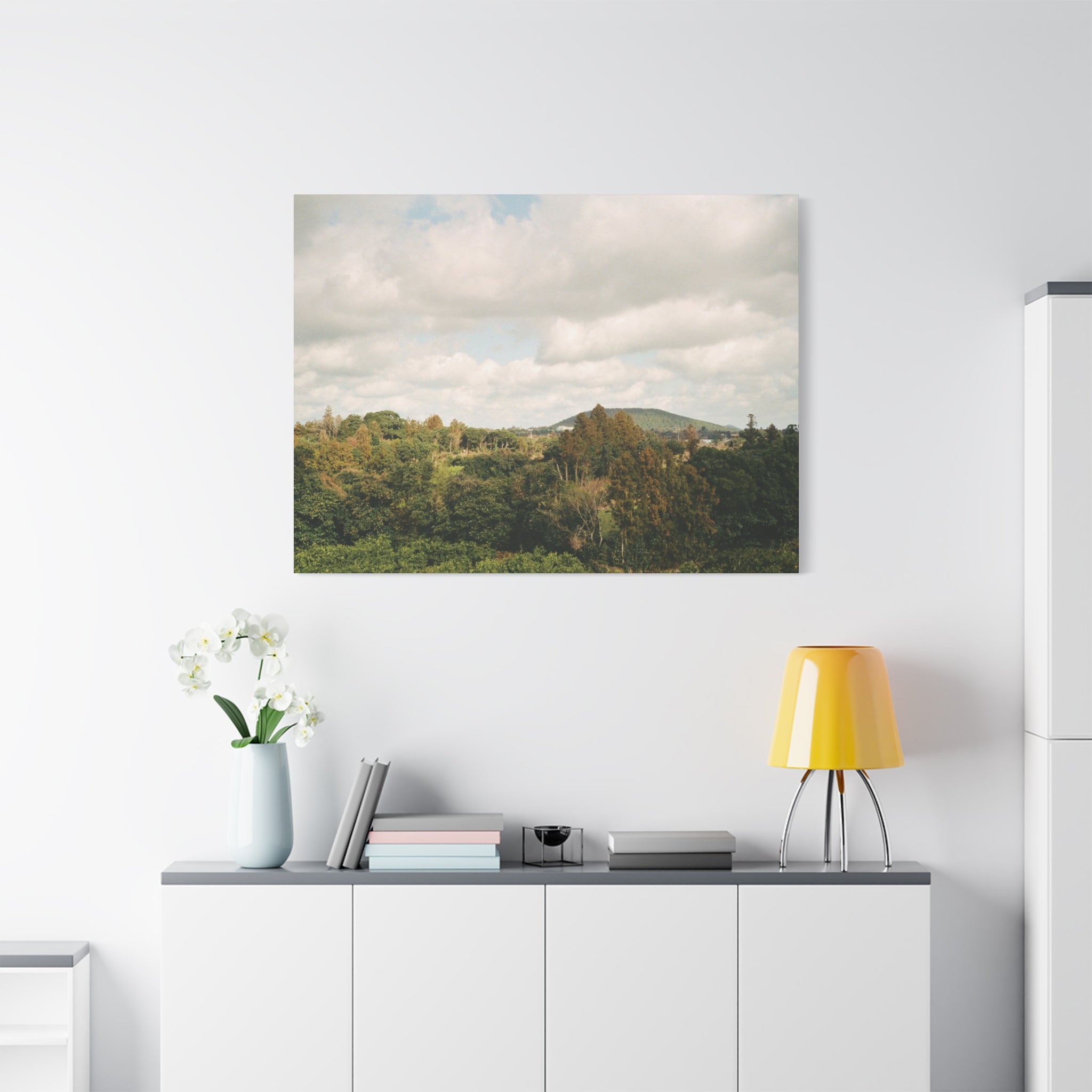 Jeju Wind-Swept Oreum and Clouds Canvas Print