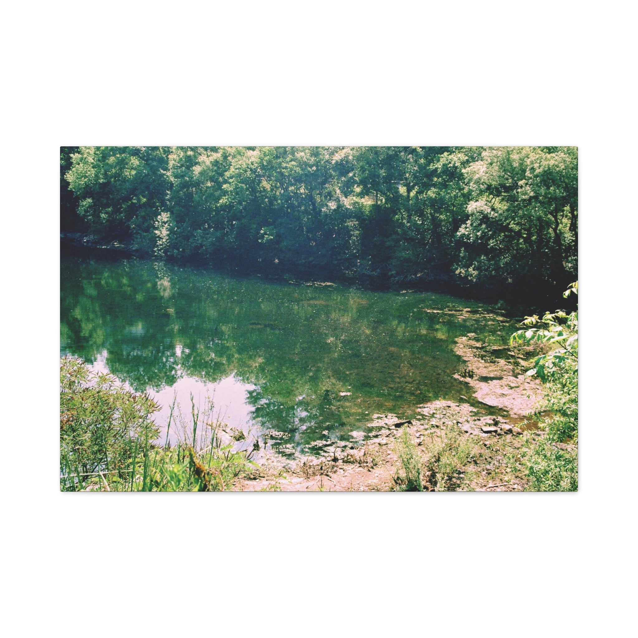 Mirror Lake Reservoir Canvas Print — Korean Countryside Landscape (Matte Stretched 1.25")
