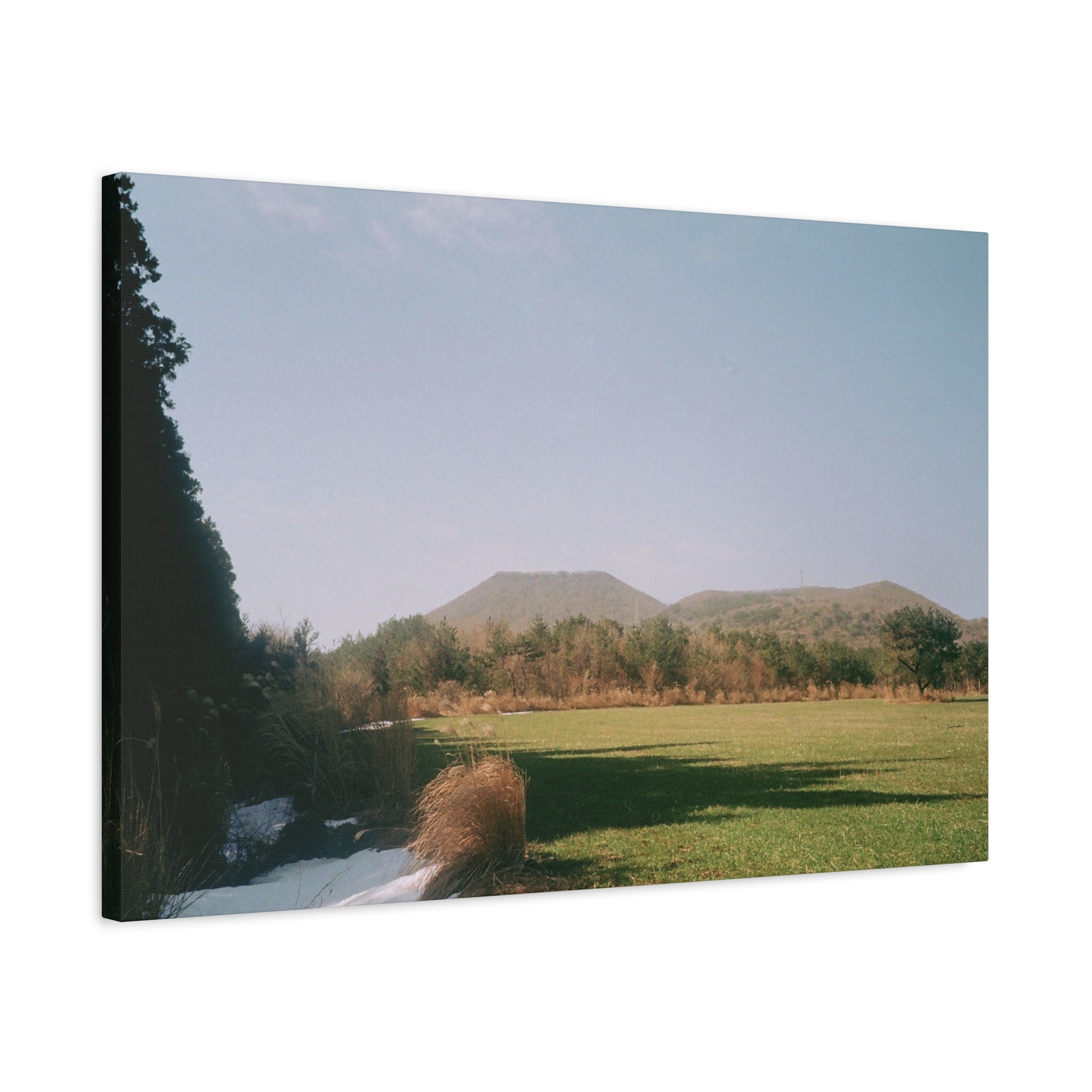 Jeju Winter Oreum Canvas Print — Stretched Matte Wall Art (Field & Forest)