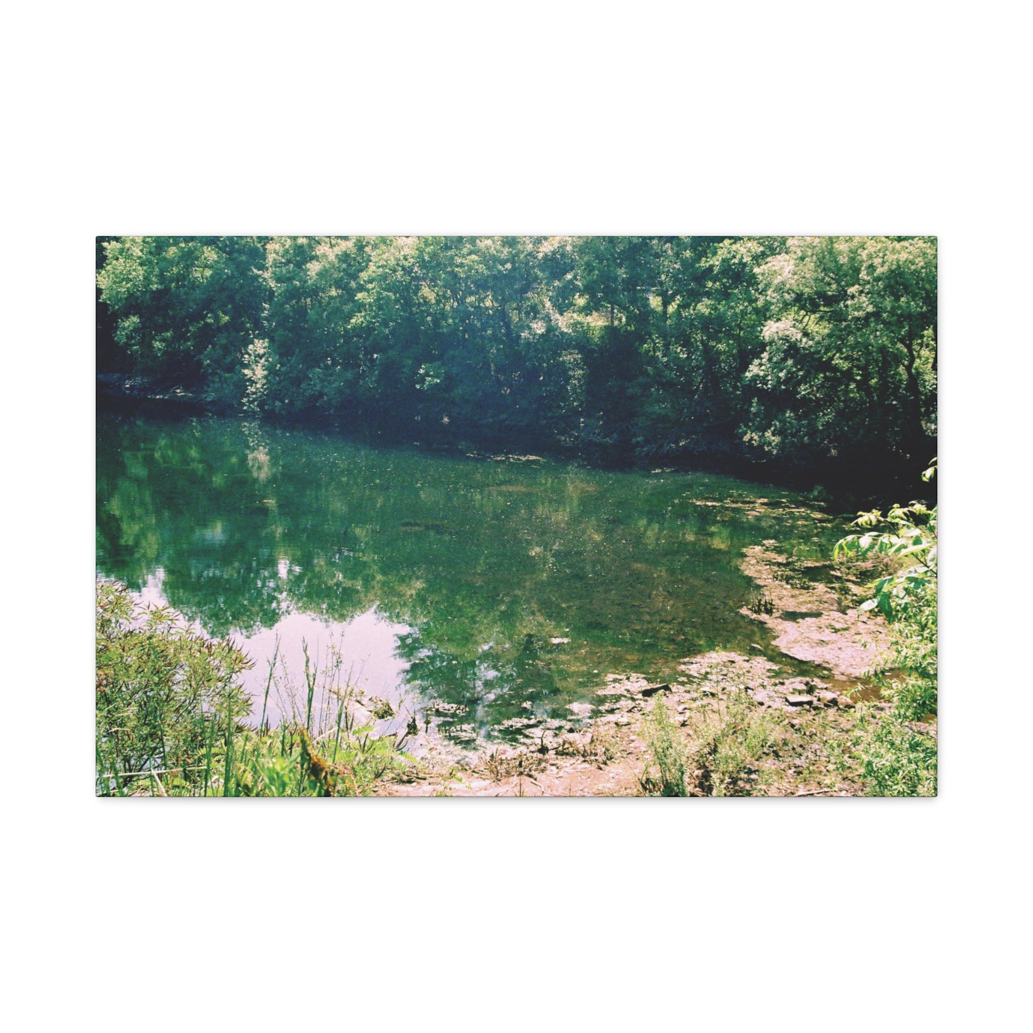 Mirror Lake Reservoir Canvas Print — Korean Countryside Landscape (Matte Stretched 1.25")