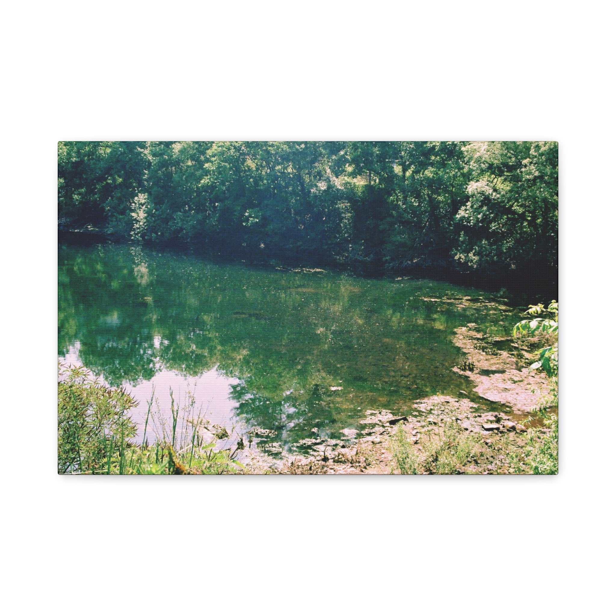 Mirror Lake Reservoir Canvas Print — Korean Countryside Landscape (Matte Stretched 1.25")