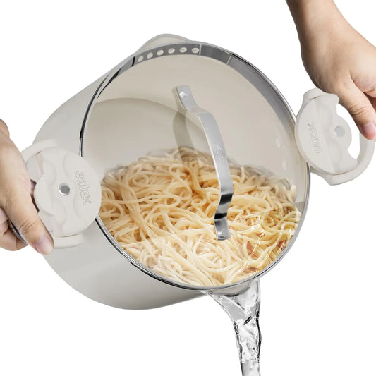 LUXE 5 Quart Culinary Pot with Strainer Lid - Multi-Use Stainless Steel Cooking Pot