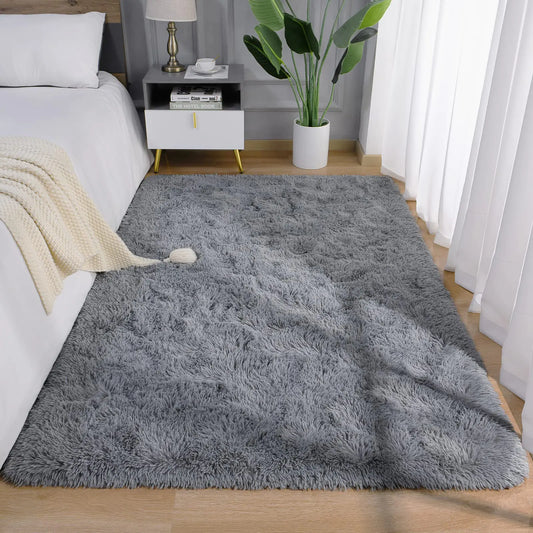 AROGAN Luxury Soft Shaggy Rugs Carpets 3x5 Feet Bedroom Rug Indoor Plush Area Rugs for Living Room Grey Fluffy Rug for Kids Girls Playroom Dorm Room Shag Plush Rug for Teen Boys Room Nursery Decor