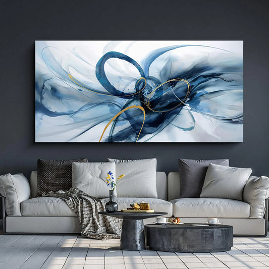 XLSJERST Grand Canvas Artwork - Blue & White Abstract Wall Decor