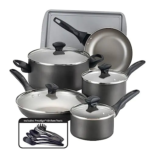 Farberware Classic 15-Piece Pewter Nonstick Cookware Set