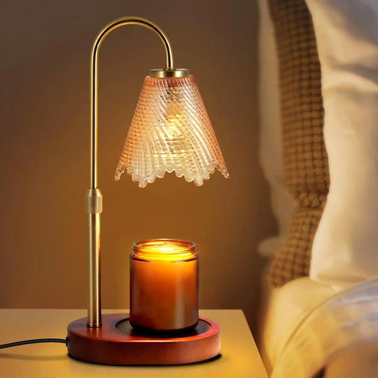 Amber Leafy Aroma Lamp: Dimmable & Timer-Controlled Candle Heater