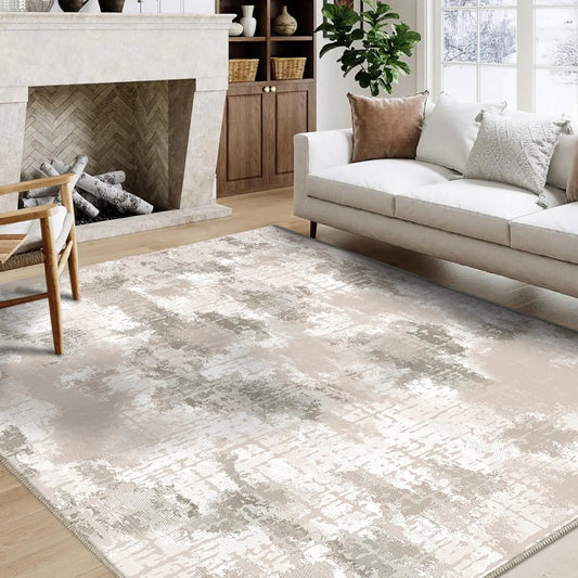 QD-Udreamy 5x7 Area Rugs - Machine Washable Area Rugs 5x7 for Living Room Soft Washable Rugs 5x7 Non-Slip Washable Area Rug Stain Resistant Abstract Low Pile Thin Washable Rug 5x7