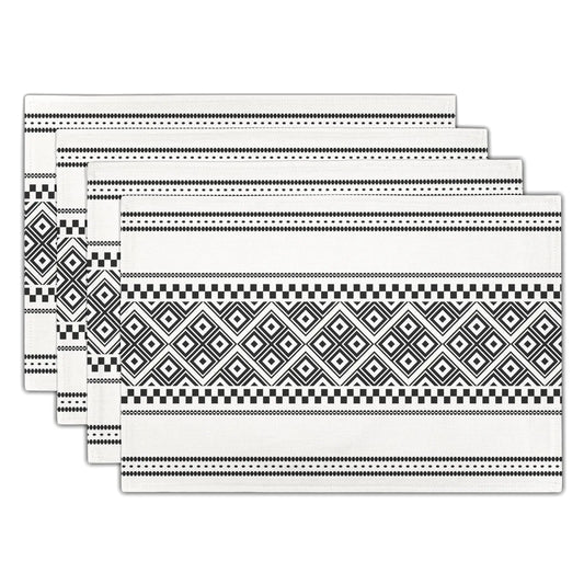 Placemats Black White Stripe Placemats Set of 4 Simple Geometric Place Mats Boho Farmhouse Linen Table Mat for Kitchen Dining Party Table Home Decoration Size 12x18 Inches