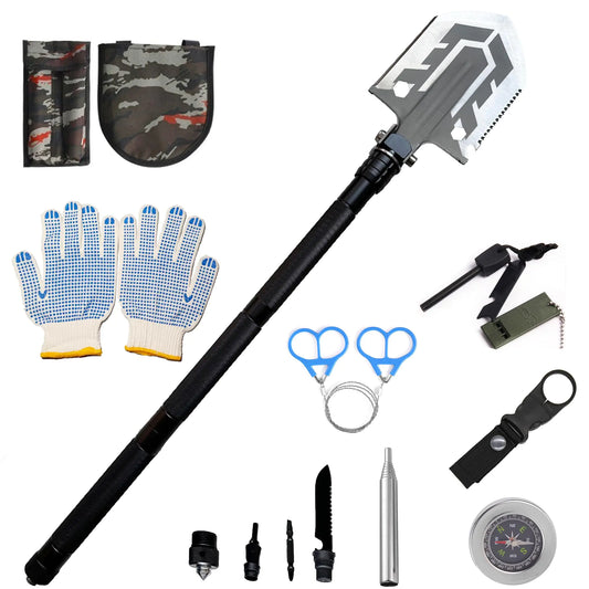 Backpacking Trowel Folding Survival Shovel Multifunctional Camping Shovel 180 Degree Tactical Shovel - Unbreakable Military Shovel for Backpacking Hiking Hunting Car Emergency (Black2)