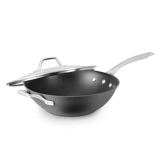 Calphalon Signature 12-Inch Anodized Wok with Nonstick Coating and Lid