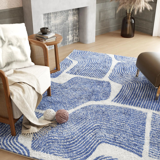 ODIKA Zen Garden Area Rug - Ultra Soft Area Rug 5x7 Non Slip Stain Resistant Living Room Rug Washable Area Rugs for Living Room Rugs for Bedroom (Blue 5x7)